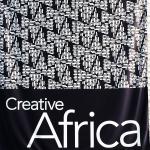 The entrance banner in the atrium of the Perelman Building at the Philadelphia Museum of Art. The black and white triangular motif announces the importance of geometric patterning in the arts of Africa.