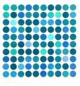 square grid of dots in dark blue and light blue, Rotations #8, screenprint by Bill Brookover